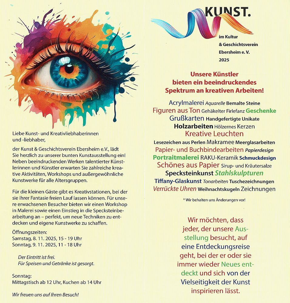 Flyer innen Kunstausstellung 2025